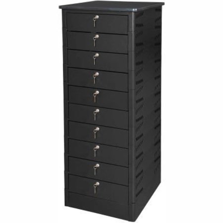 DATUM FILING SYSTEMS Datum TekStak Laptop Storage Locker W/ Laminate Top, 10 Bays, Key Lock, Black TEKS10-K-LT-T25-L1595-60